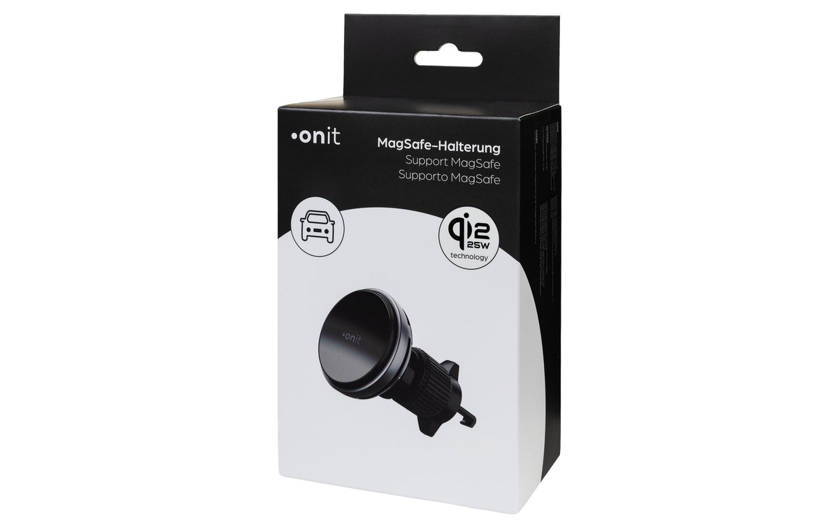 Onit Qi2.2 MagSafe – Auto-Ladehalterung – Qi2 25 W – USB‑C – für iPhone (MagSafe), Samsung Galaxy – Anthrazit