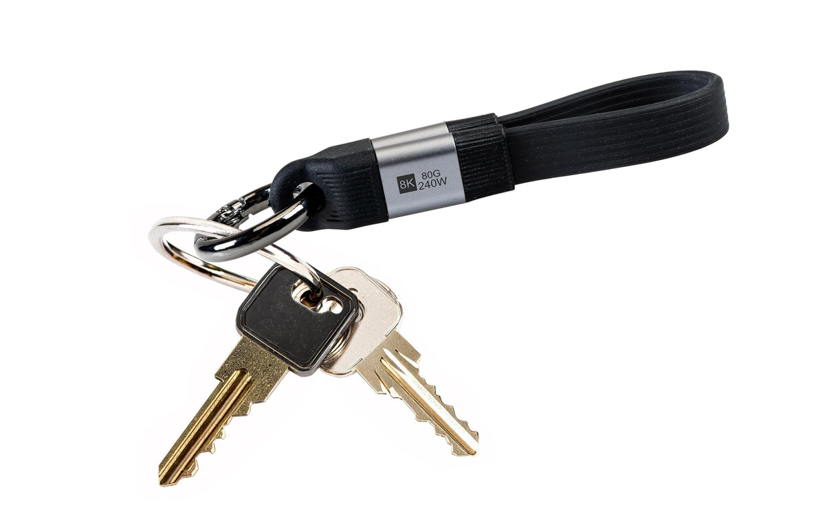 Onit USB-C auf USB-C Kabel – USB4 80 Gbit/s – 0,13 m – PD 240 W – Schlüsselanhänger – Schwarz