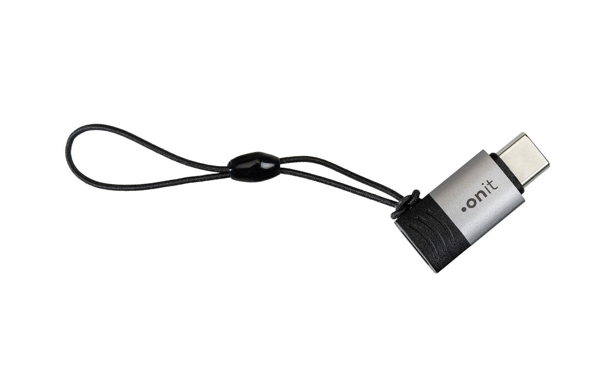 Onit Adapter Lightning zu USB-C – USB 2.0 (480 Mbit/s), metallverstärkt – Grau/Schwarz