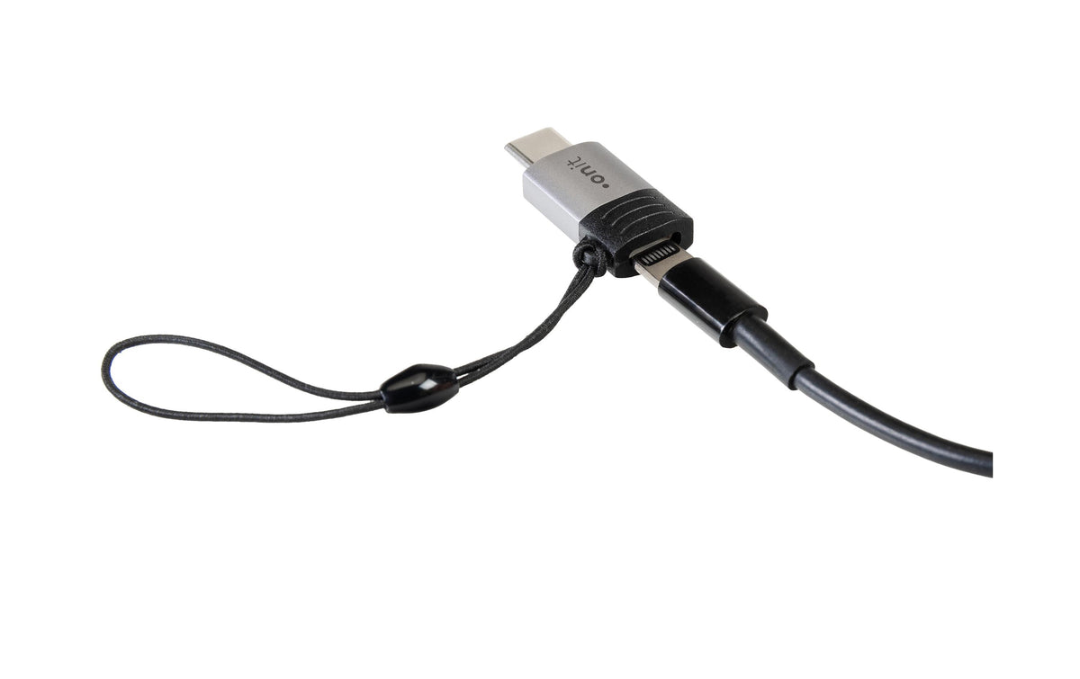 Onit Adapter Lightning zu USB-C – USB 2.0 (480 Mbit/s), metallverstärkt – Grau/Schwarz