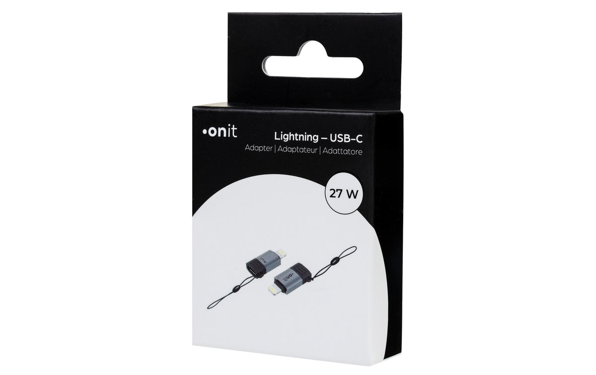 Onit Adapter Lightning zu USB-C – USB 2.0 (480 Mbit/s), USB Power Delivery, Grau/Schwarz