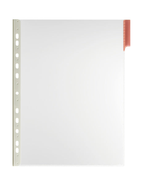 Durable FUNCTION Sichttafel A4 – transparent, mit 60 mm Tab (rot), Universallochung, Hartfolie, 5er Pack