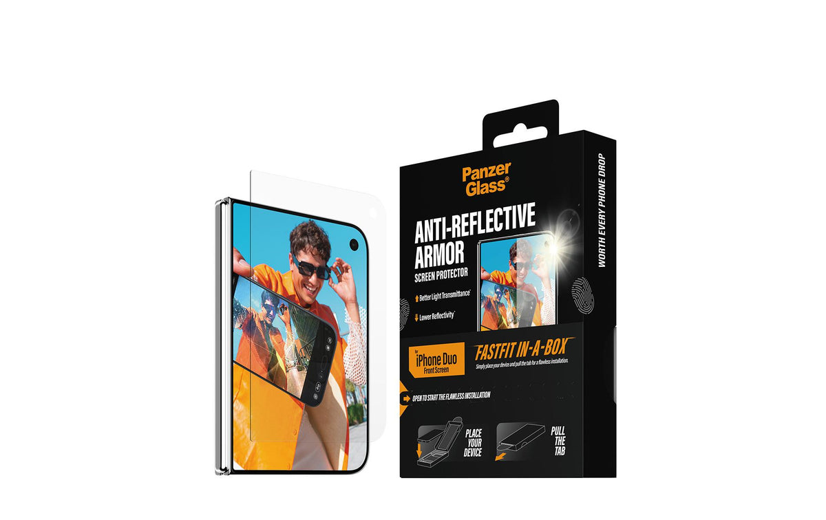 PanzerGlass Displayschutz (Panzerglas), Antireflex – für iPhone Duo