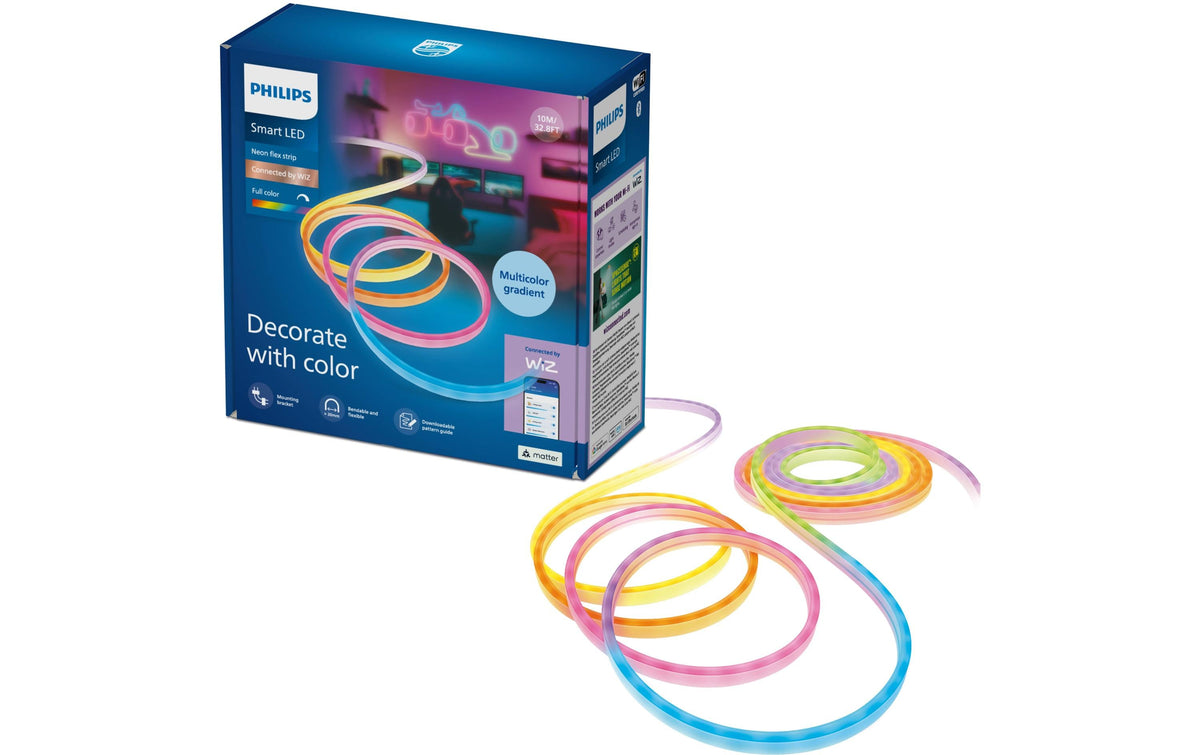 Philips by Signify LED-Strip PHI Neon – 10 m, RGBIC, 45 W, WiFi/BT, für Alexa/Google/IFTTT, weiss, Typ C