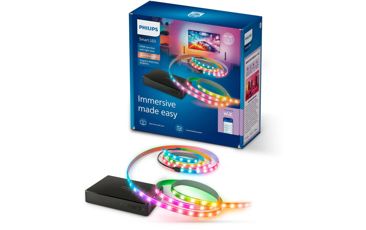 Philips by Signify PHI HDMI 2.1 Sync Box TV-Hintergrundbeleuchtungs-Set – Farbwechsel – für 55–65" TVs – Schwarz