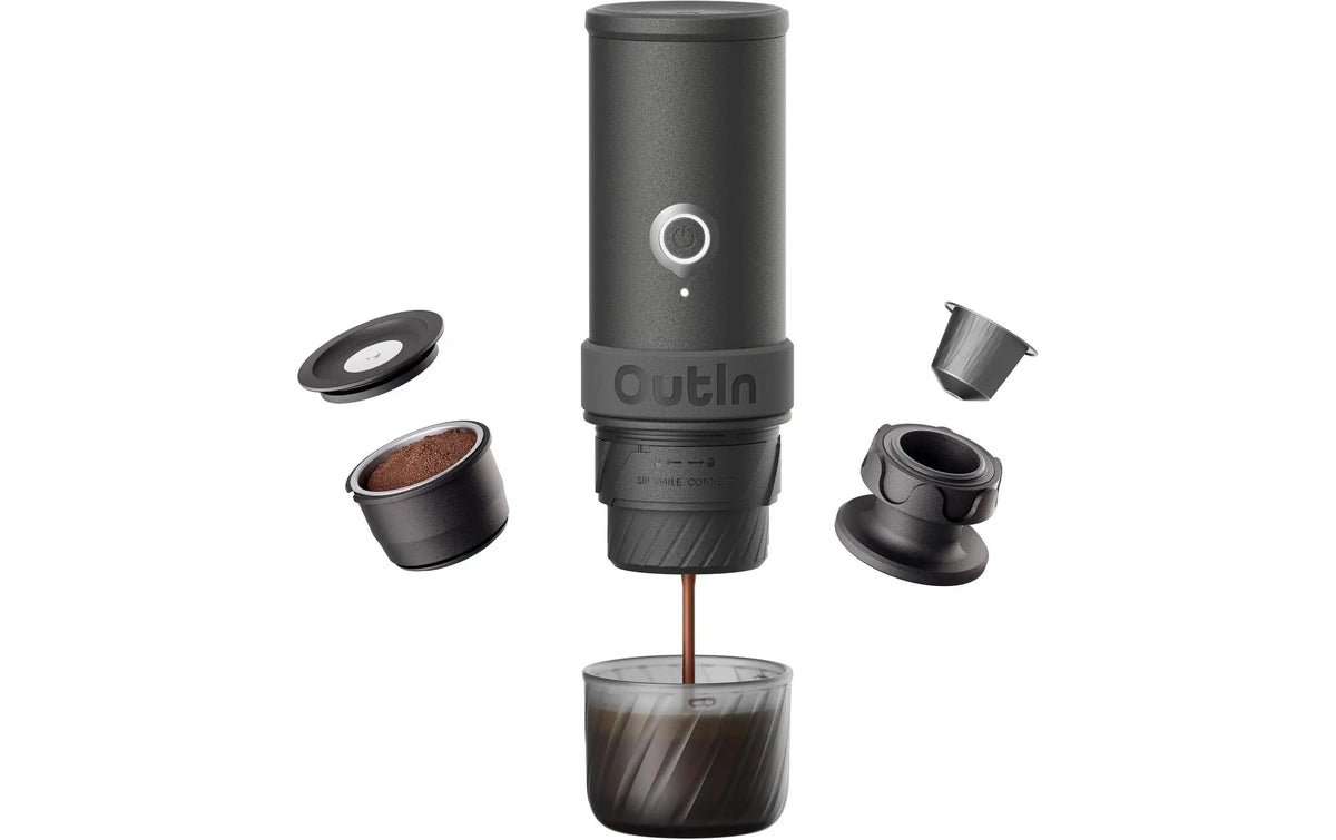Outin Mino Kapselmaschine – 0,1 l, grau, 6,7 × 19,5 × 6,7 cm