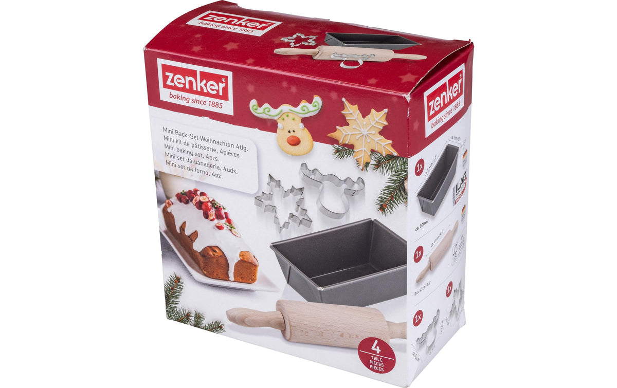 Zenker Muffinförmchen 4-teilig, 16,5 × 18 × 8,5 cm, Edelstahl/Buche, Braun/Schwarz/Silber