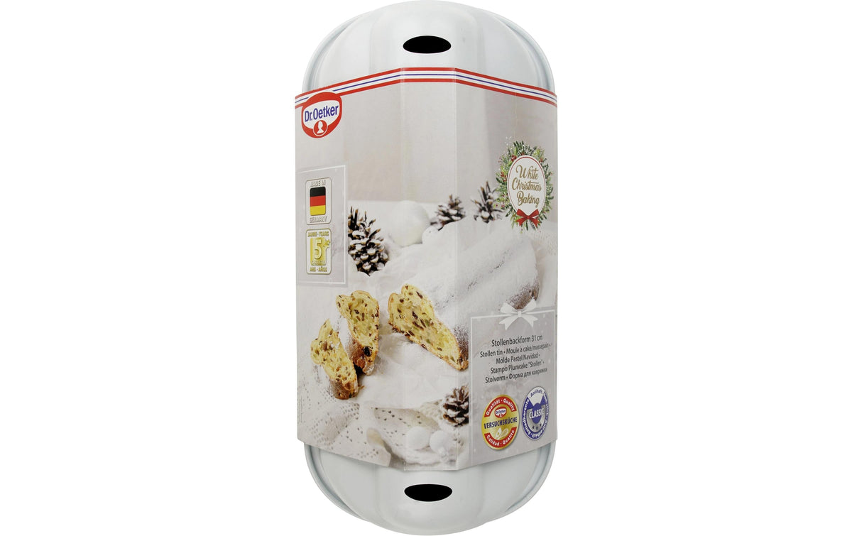 Dr. Oetker Stollenbackform, 15,5 × 31 × 7,5 cm, Stahlblech, Weiss