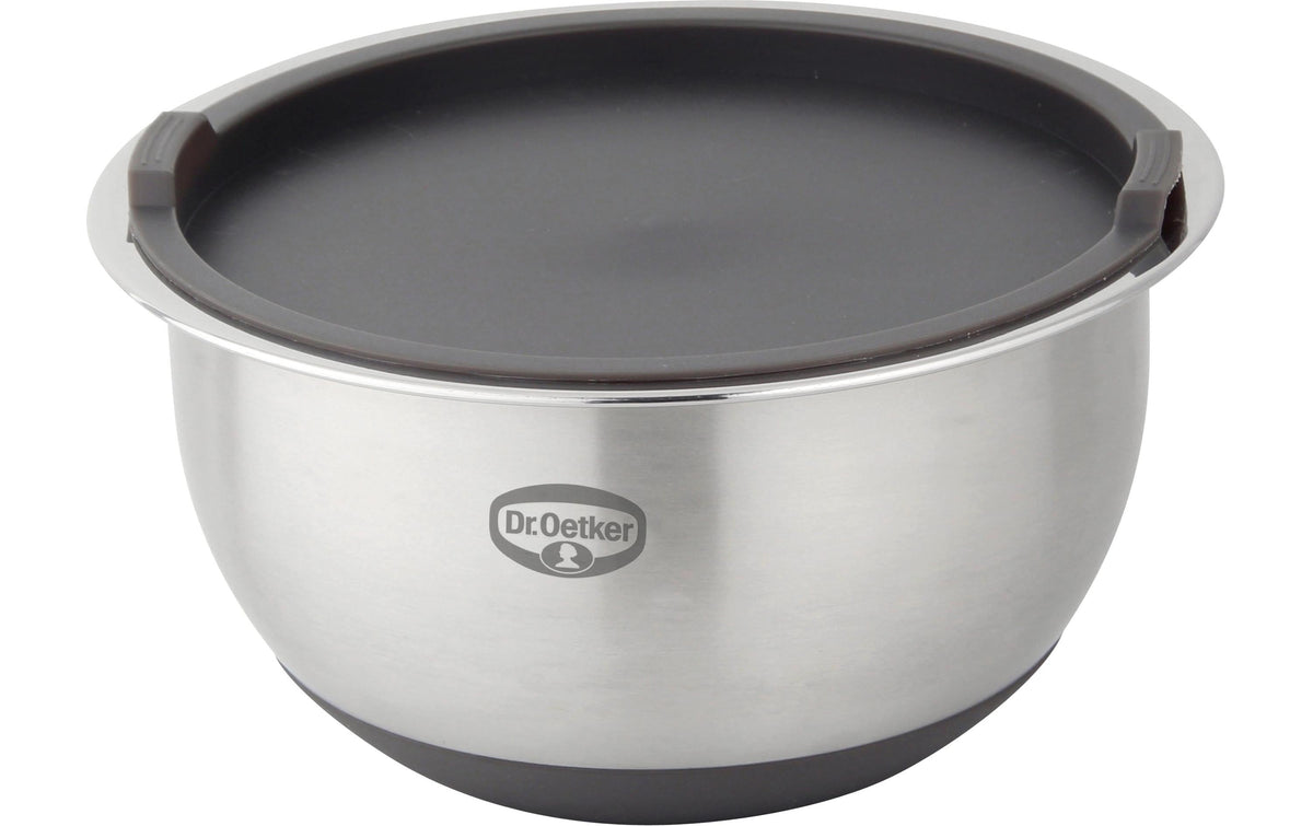 Dr. Oetker Rührschüssel 3 l, Ø 20 × 12 cm, Edelstahl/Silikon, Grau/Silber, 2-teilig