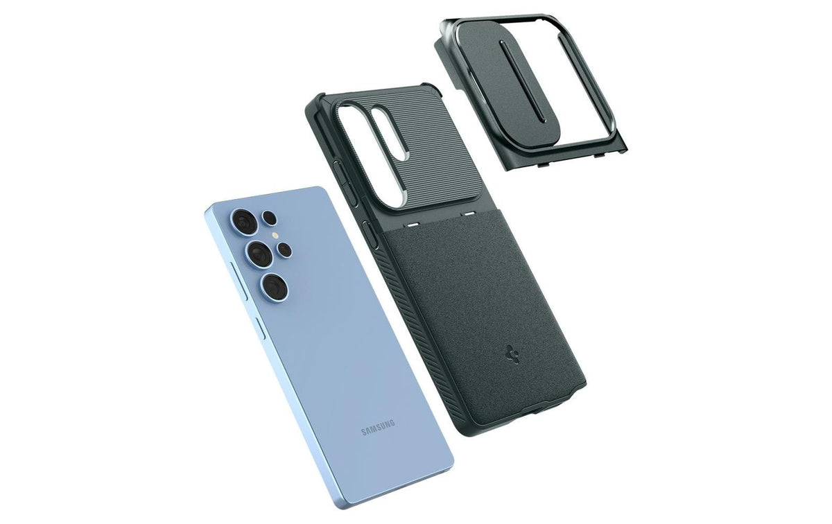 Spigen Backcover – für Samsung Galaxy S25 Ultra, PC+TPU+Silikon, Grün, bis 2 m Sturzsicher