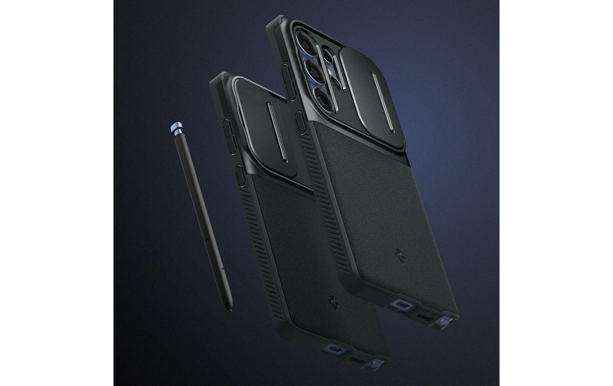 Spigen Backcover – für Samsung Galaxy S25 Ultra, PC+TPU+Silikon, Grün, bis 2 m Sturzsicher
