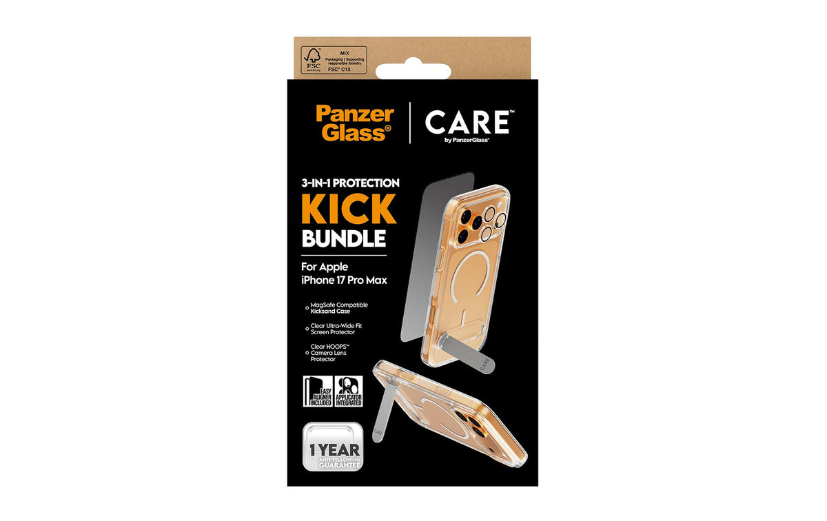 PanzerGlass Feature Kick Backcover – für Apple iPhone 17 Pro Max, Transparent, bis 4,8 m sturzsicher