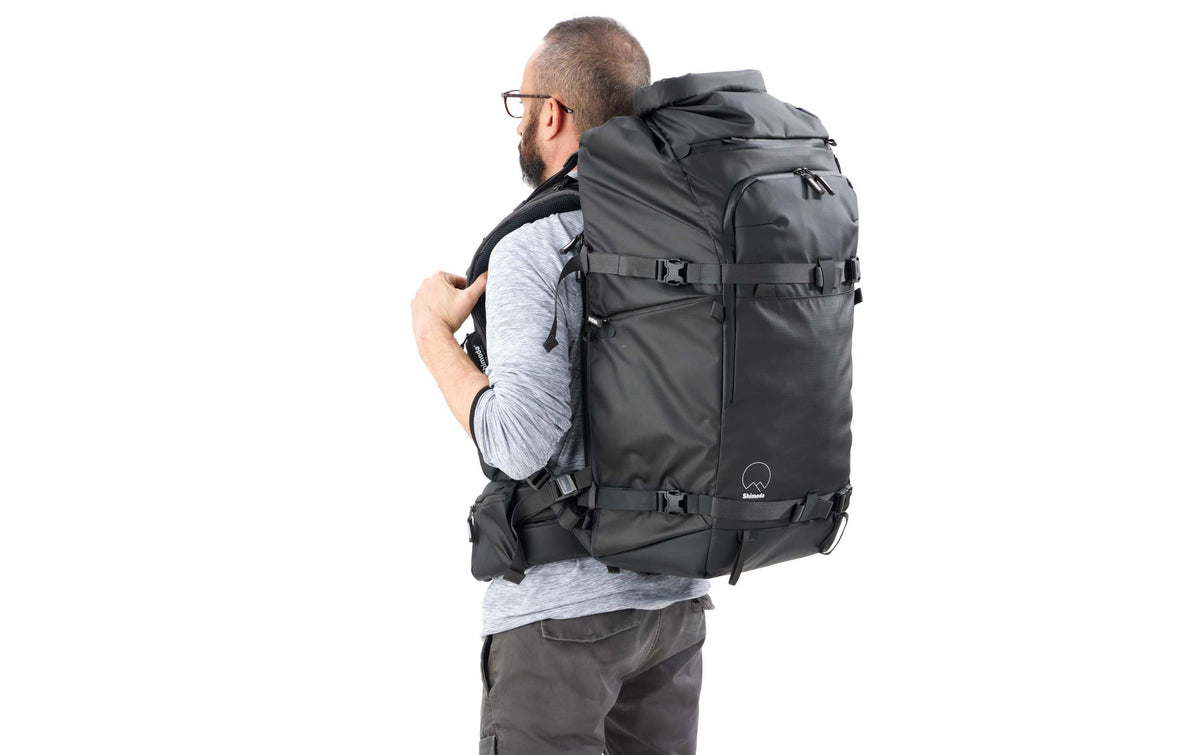 Shimoda Action X70 HD Starter Kit Kamerarucksack – 70 l, 3 Objektive, herausnehmbarer Einsatz, Regenhülle