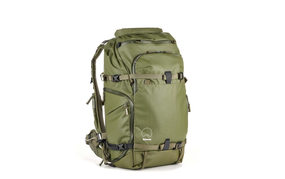 Shimoda Action X40 v2 Kamerarucksack – Kunstleder, 40 l – Grün – mit Regenhülle