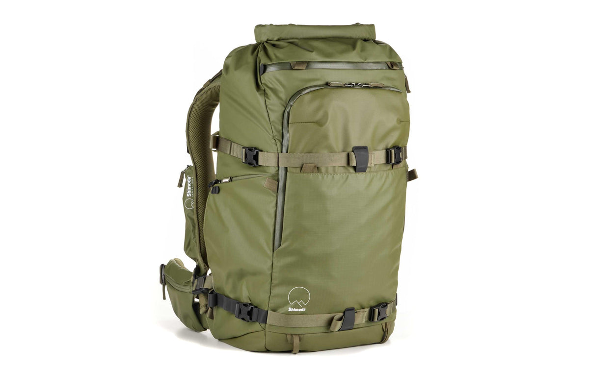 Shimoda Action X70 HD Kamerarucksack – 7 l, herausnehmbares Kamerafach, Regenhülle, Tablet-Fach, Stativfach – Grün