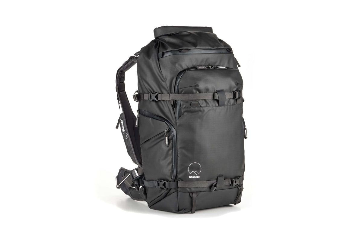 Shimoda Action X40 v2 Kamerarucksack – 40 l, Nylon – Schwarz – mit Regenhülle, herausnehmbares Kamerafach