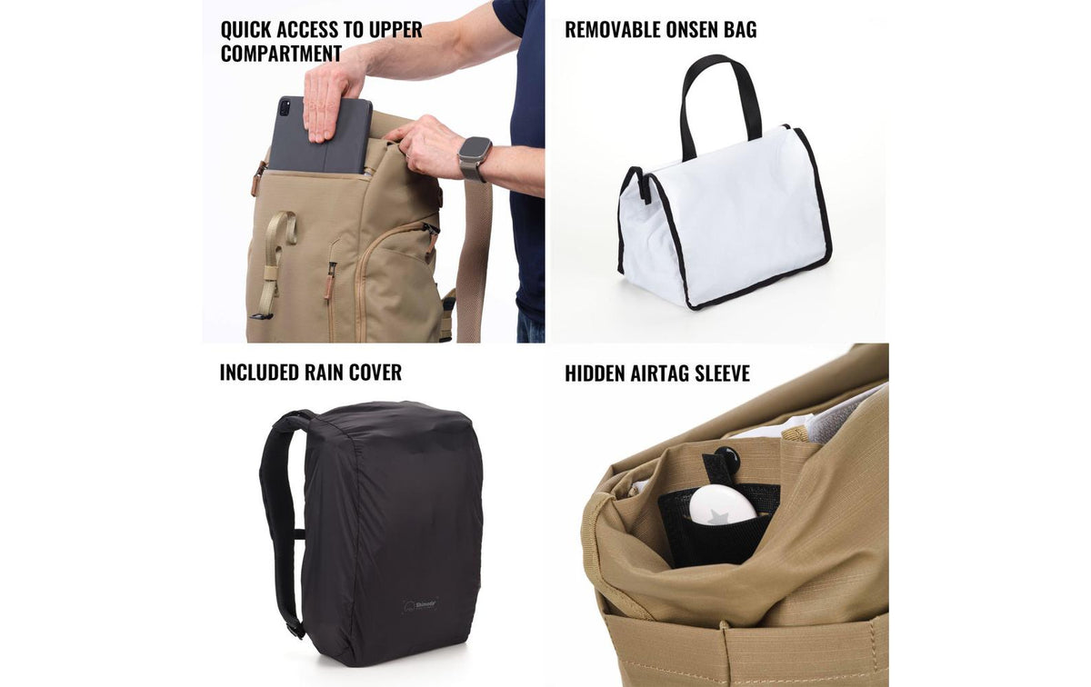 Shimoda Side Street 22 Kamerarucksack – 22 l, herausnehmbares Kamerafach, Hüftgurt, Stativfach – Beige