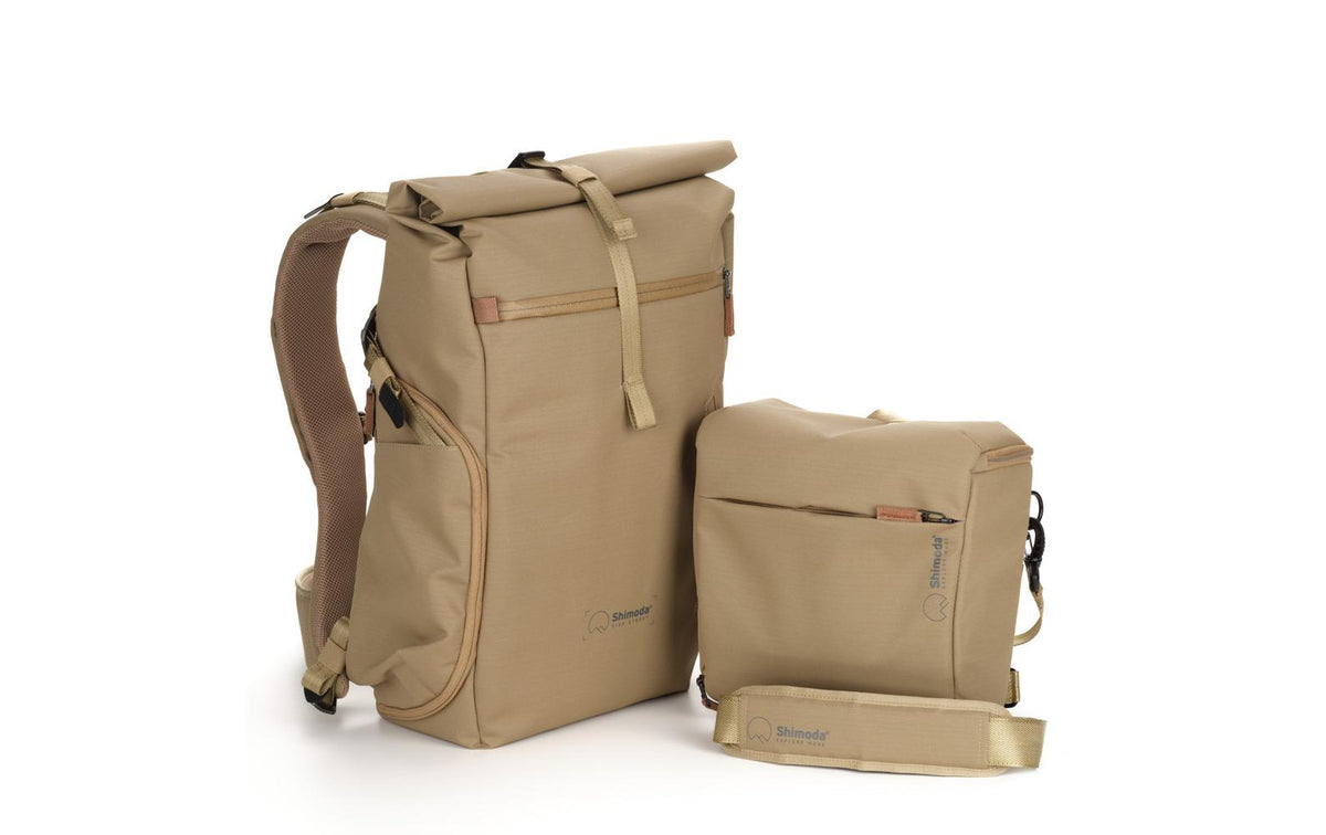 Shimoda Side Street 22 Kamerarucksack – 22 l, herausnehmbares Kamerafach, Hüftgurt, Stativfach – Beige