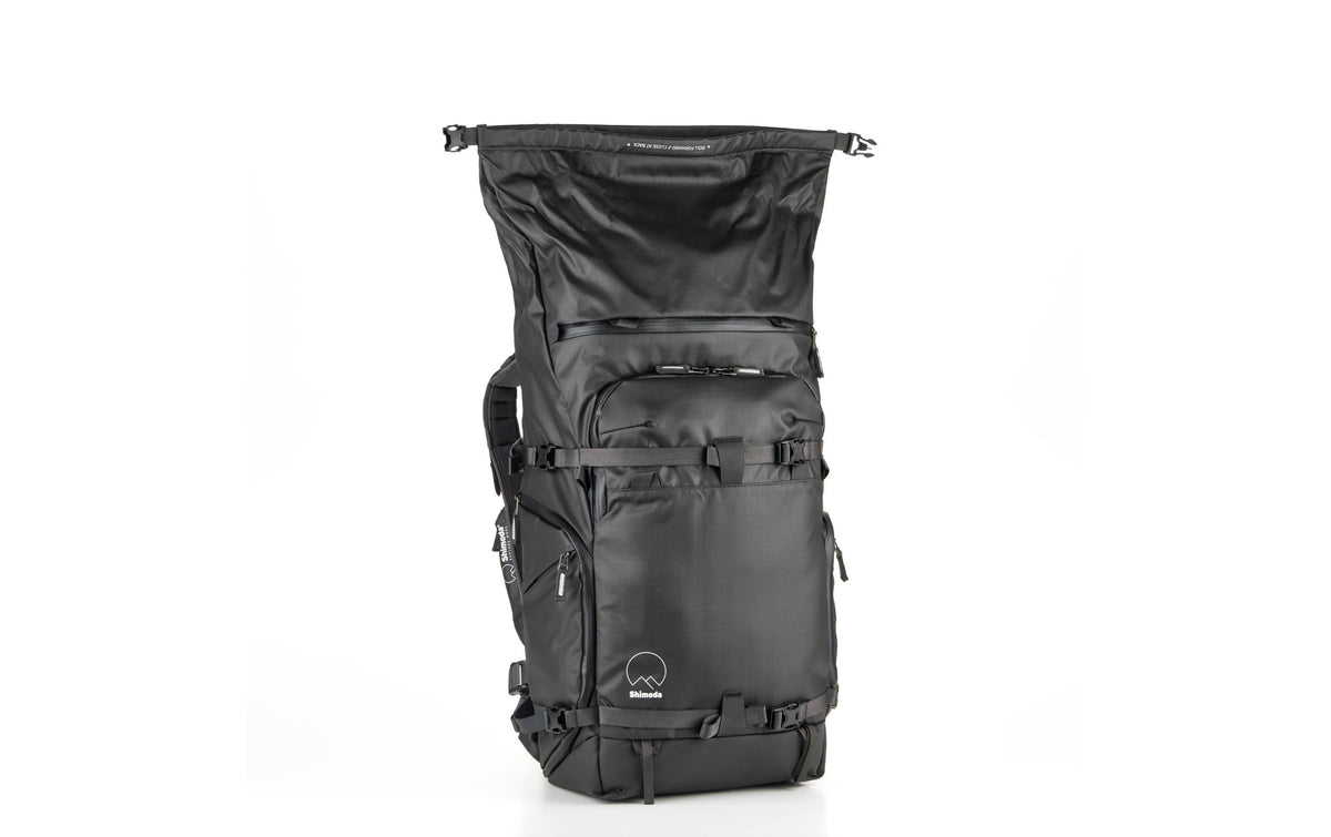 Shimoda Action X40 v2 Kamerarucksack – 40 l, Nylon – Schwarz – mit Regenhülle, herausnehmbares Kamerafach