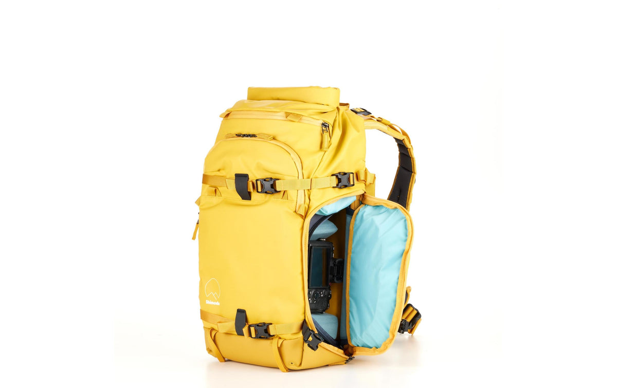 Shimoda Action X25 v2 Starter Kit Kamerarucksack – 25 l, Gelb – Regenhülle, herausnehmbares Kamerafach