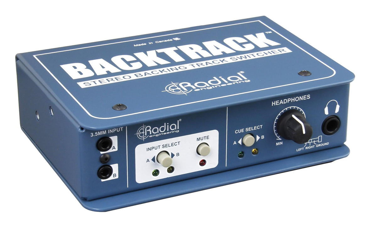 Radial BackTrack – Stereo-Audioumschalter – Stahl, Blau – 117×48×150 mm