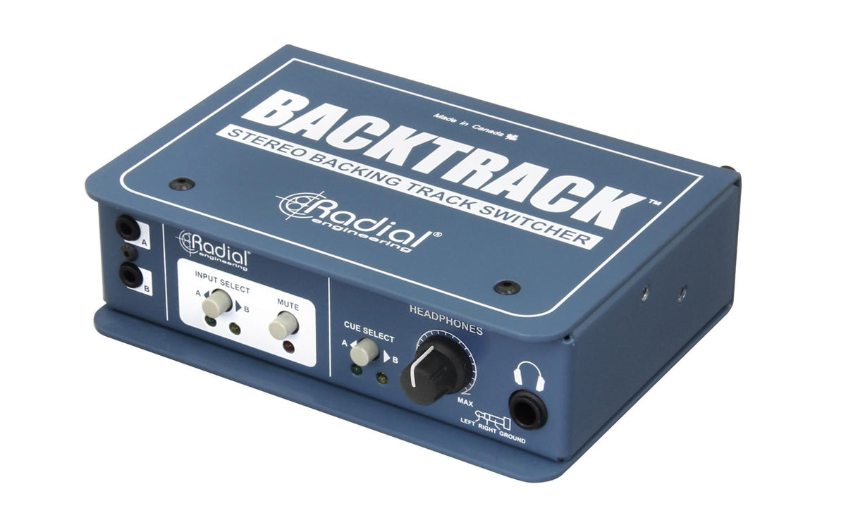 Radial BackTrack – Stereo-Audioumschalter – Stahl, Blau – 117×48×150 mm