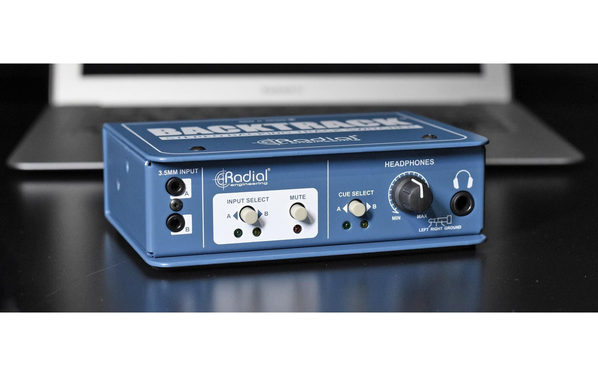 Radial BackTrack – Stereo-Audioumschalter – Stahl, Blau – 117×48×150 mm