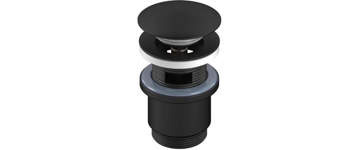 Hansgrohe Push-Open Ablaufgarnitur – Ø6,3×7,7 cm, Edelstahl, Messing, für Lavabo/Waschbecken, Schwarz matt