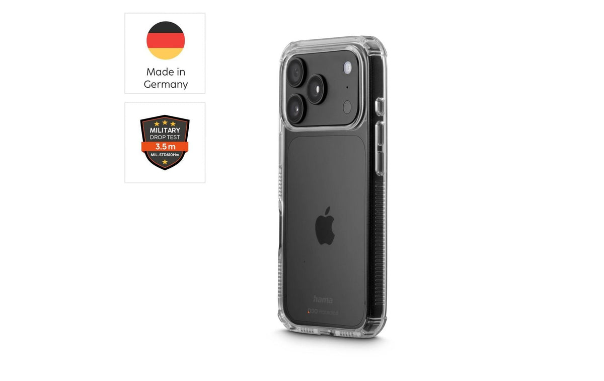 Hama Extreme Protect Backcover – für Apple iPhone 17 Pro/18 Pro, D3O+PC, transparent, bis 3,5 m sturzsicher