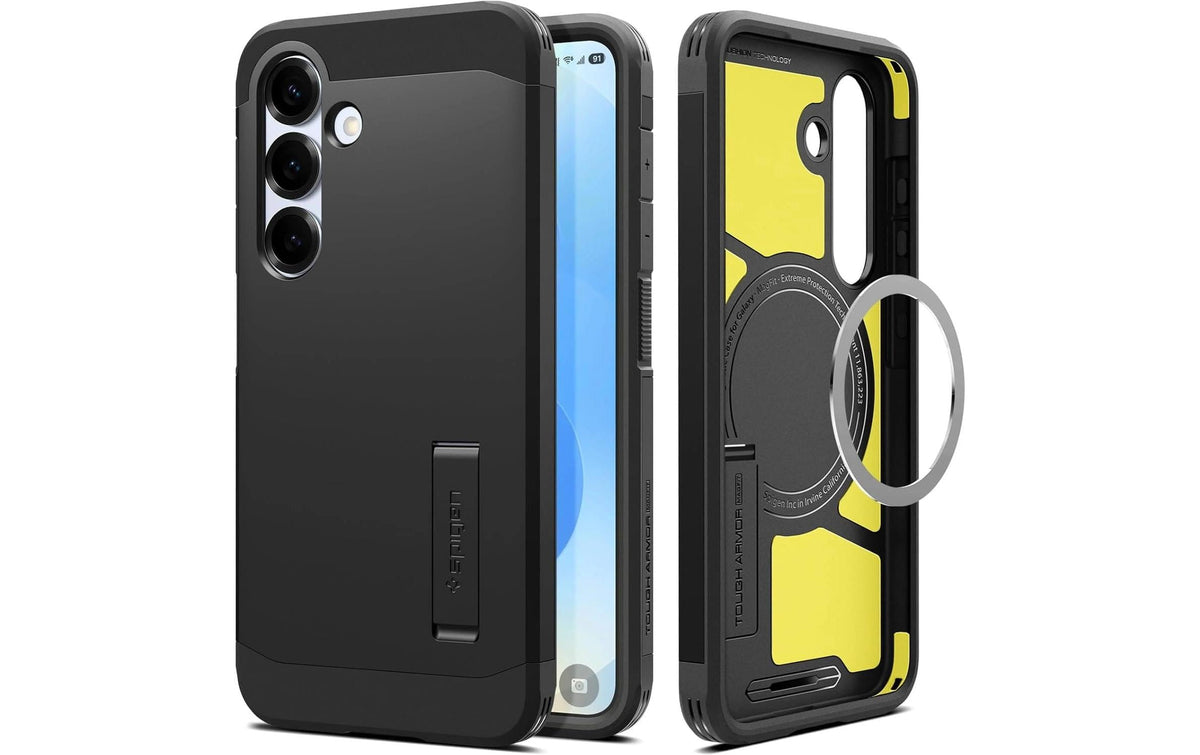 Spigen Backcover – für Samsung Galaxy S25, PC+TPU, Schwarz, bis 1,2 m sturzsicher