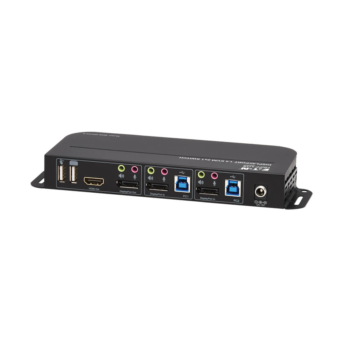 Tripp Lite B005-DPUA2-K – 2-Port DP/HDMI KVM-Switch, Dual-View – 4K/60 Hz, USB 3.0-Hub, Audio
