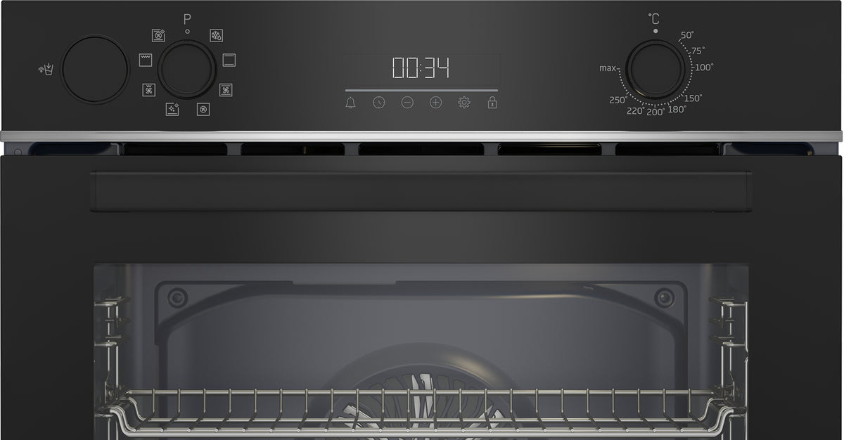 Beko Einbau-Ofen BBIS143N0B – 72 l, Grill & Heissluft, Selbstreinigend – silber