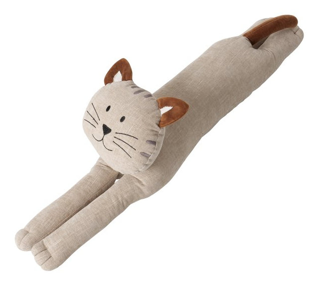 Boltze Türstopper Katze 75,8 × 11,8 × 21,9 cm, Polyester/Sand/Baumwolle, Grau/Beige, für Türen