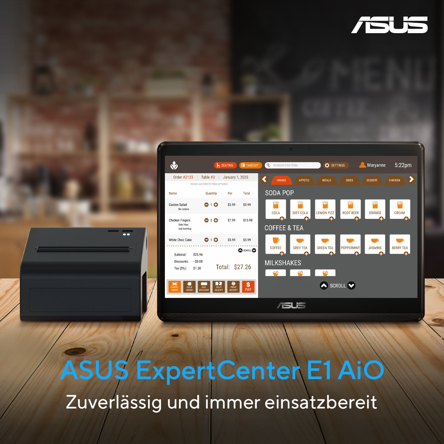 ASUS Expertcenter E1 All-in-One – 15,6" Full HD, Intel Celeron N4500, 4 GB RAM, 256 GB SSD, Windows 11 Pro