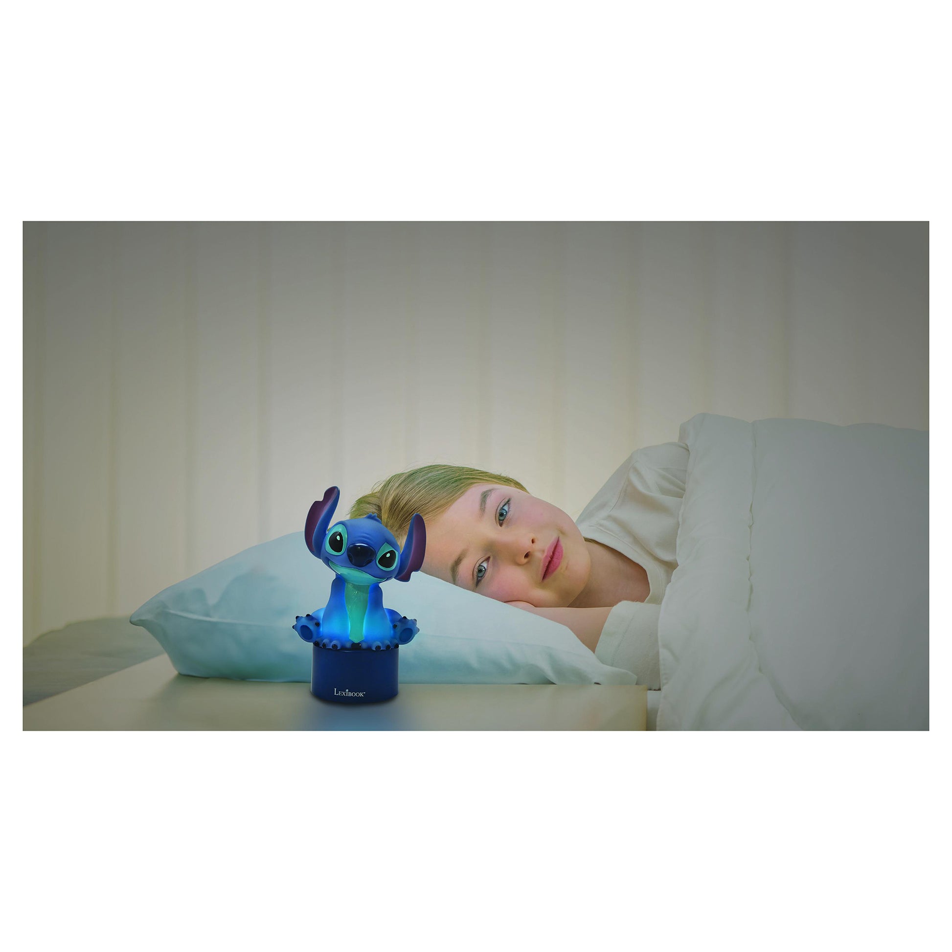 Lexibook Nachtlicht-Lautsprecher Stitch NS01D – Batteriebetrieb 3× AAA, automatische Abschaltung 15 min – Blau
