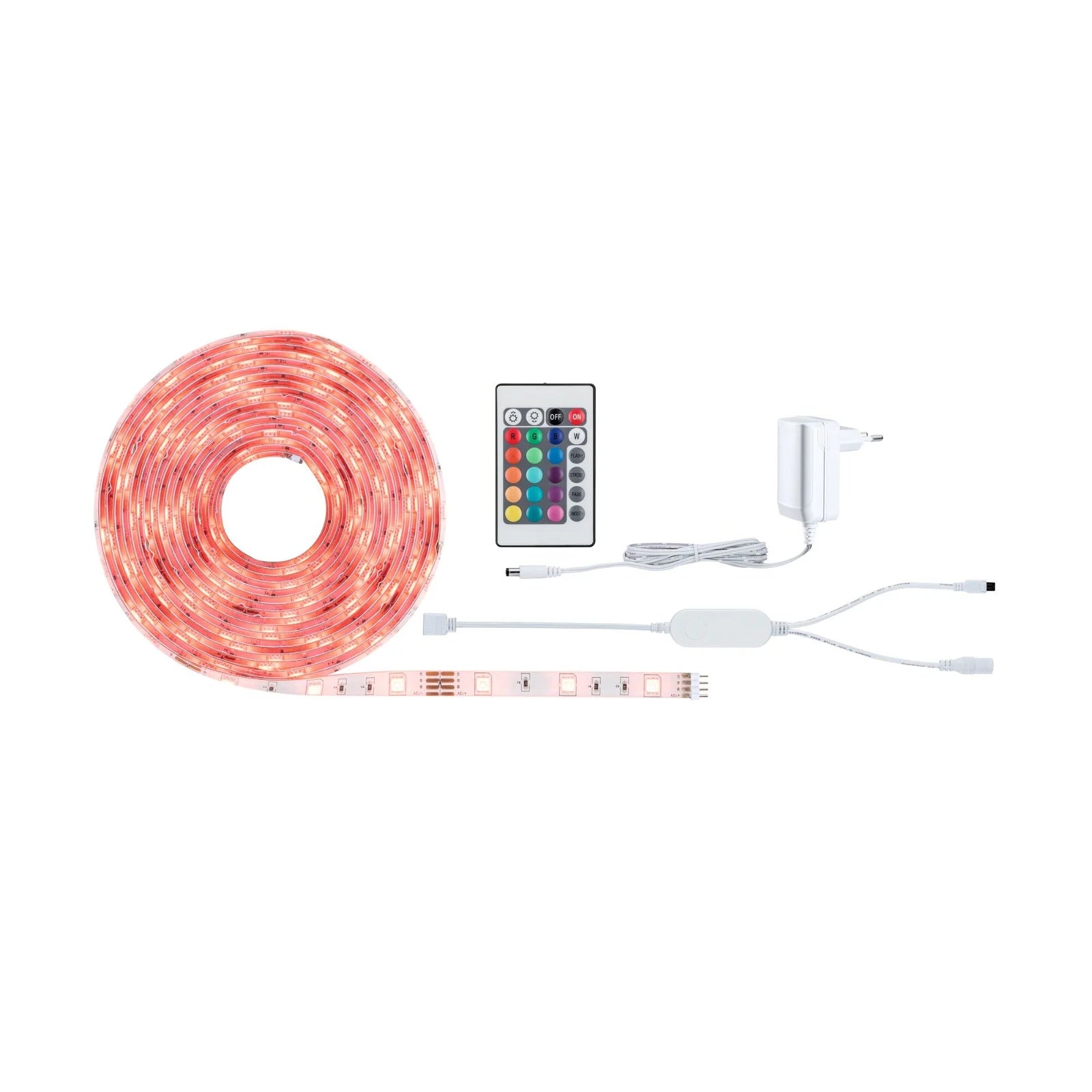 Paulmann LED-Strip SimpLED – Komplettset, 5 m, 450 lm, 20 W, RGB, dimmbar, ZigBee 3.0, weiss, Fernbedienung