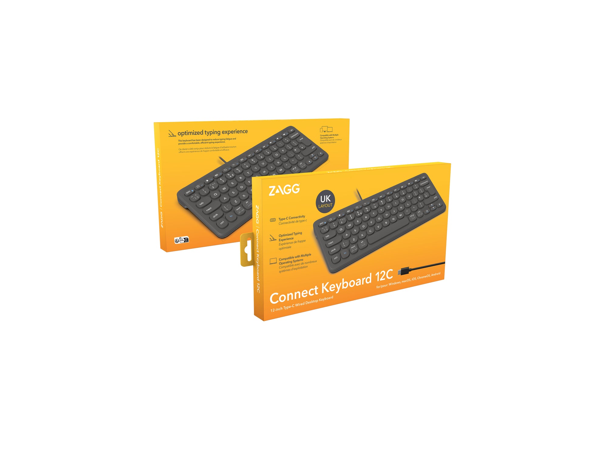 ZAGG Connect Tastatur – Kabelgebundene Tastatur (USB-C), UK-Layout (EN), Dunkelgrau