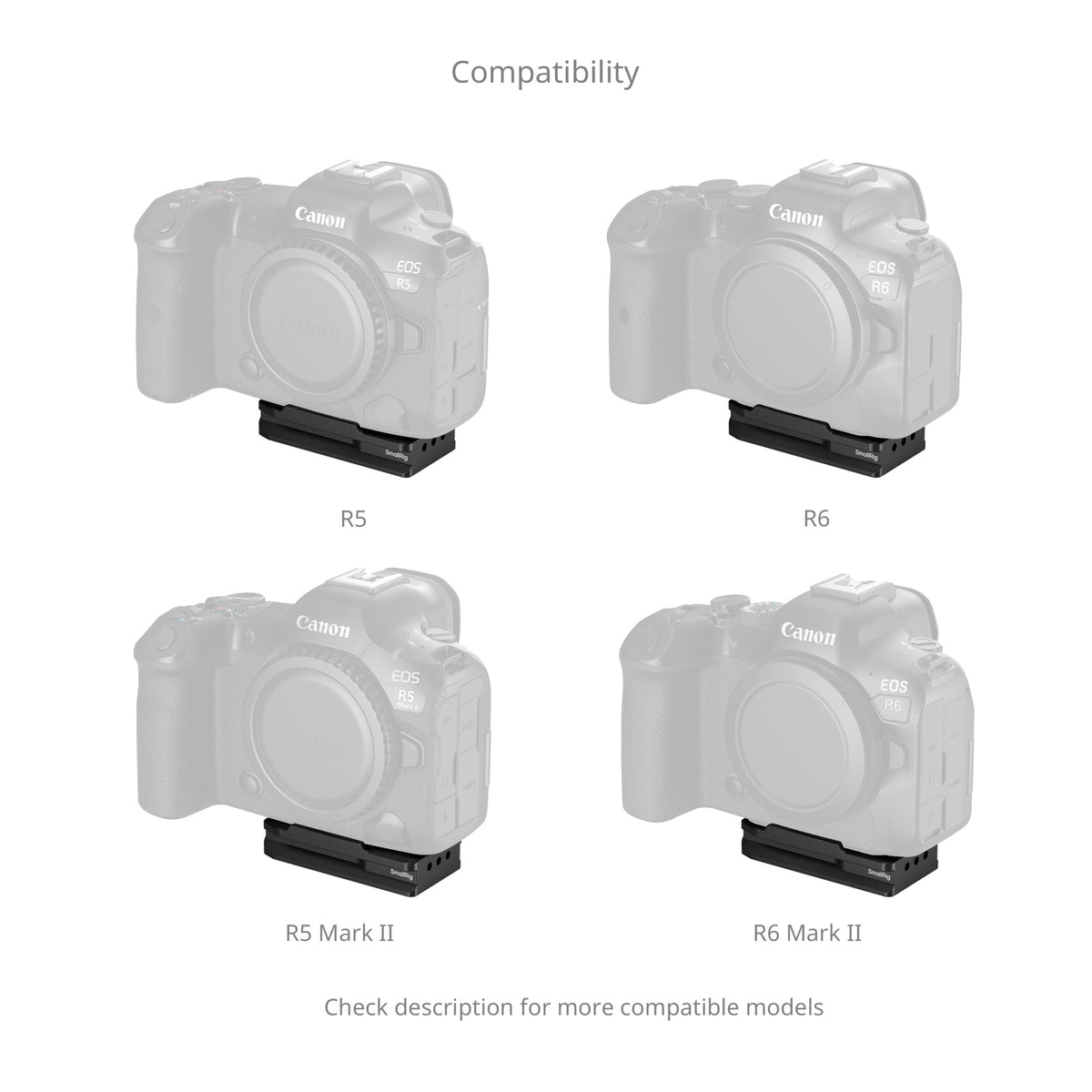 SmallRig MD5424 Arca-Swiss-Platte – 76 × 40 × 18 mm, 1/4"-20 – für Canon EOS R5, R5 C, R5 Mark II und andere – Schw
