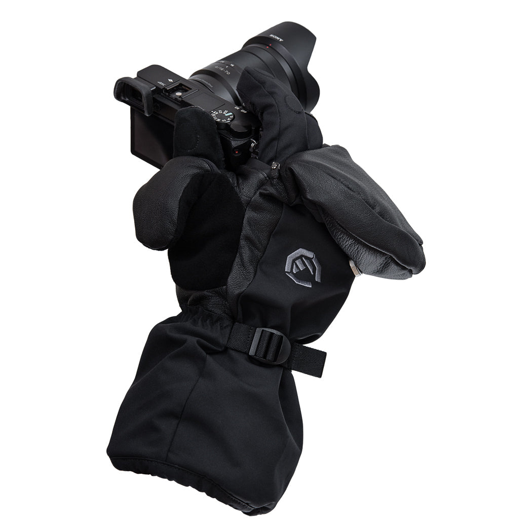 Vallerret Photography Gloves Vallerret Alta Arctic Mitt Fäustlinge – Grösse M, Unisex, Leder, mit Handgelenkband – Schwarz