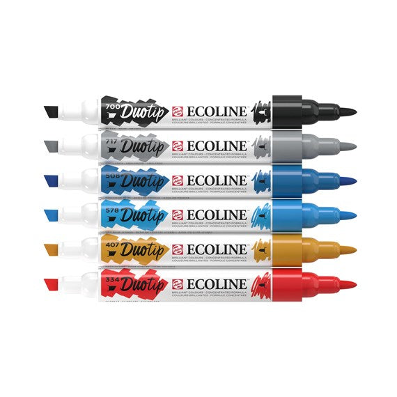 Talens Ecoline Duotip Urban Landscape 11609913 Doppelfasermaler – Duo-Spitze, 6er Set
