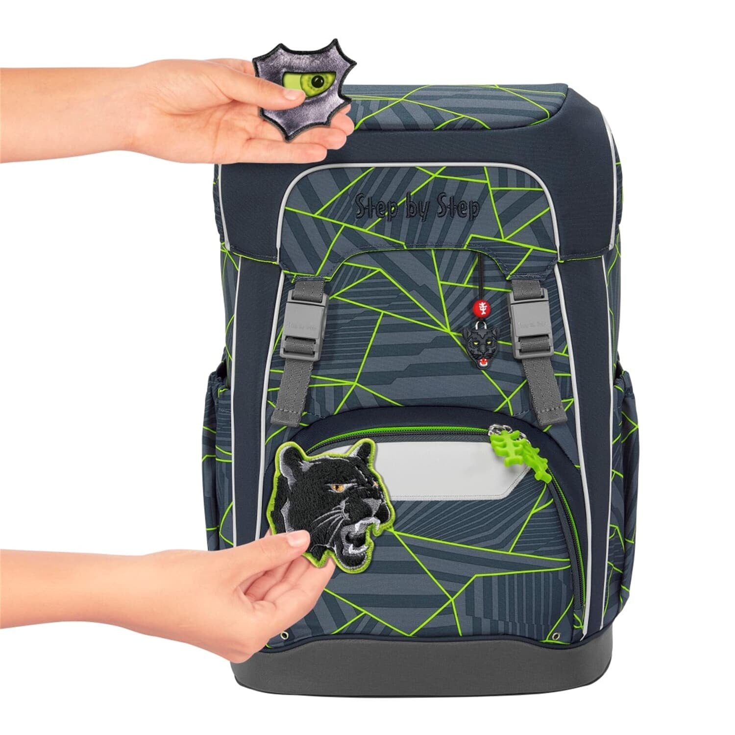 Step by Step Schulrucksack-Set Giant – 5-teilig – Dark Cat Chiko – Recycelte Materialien