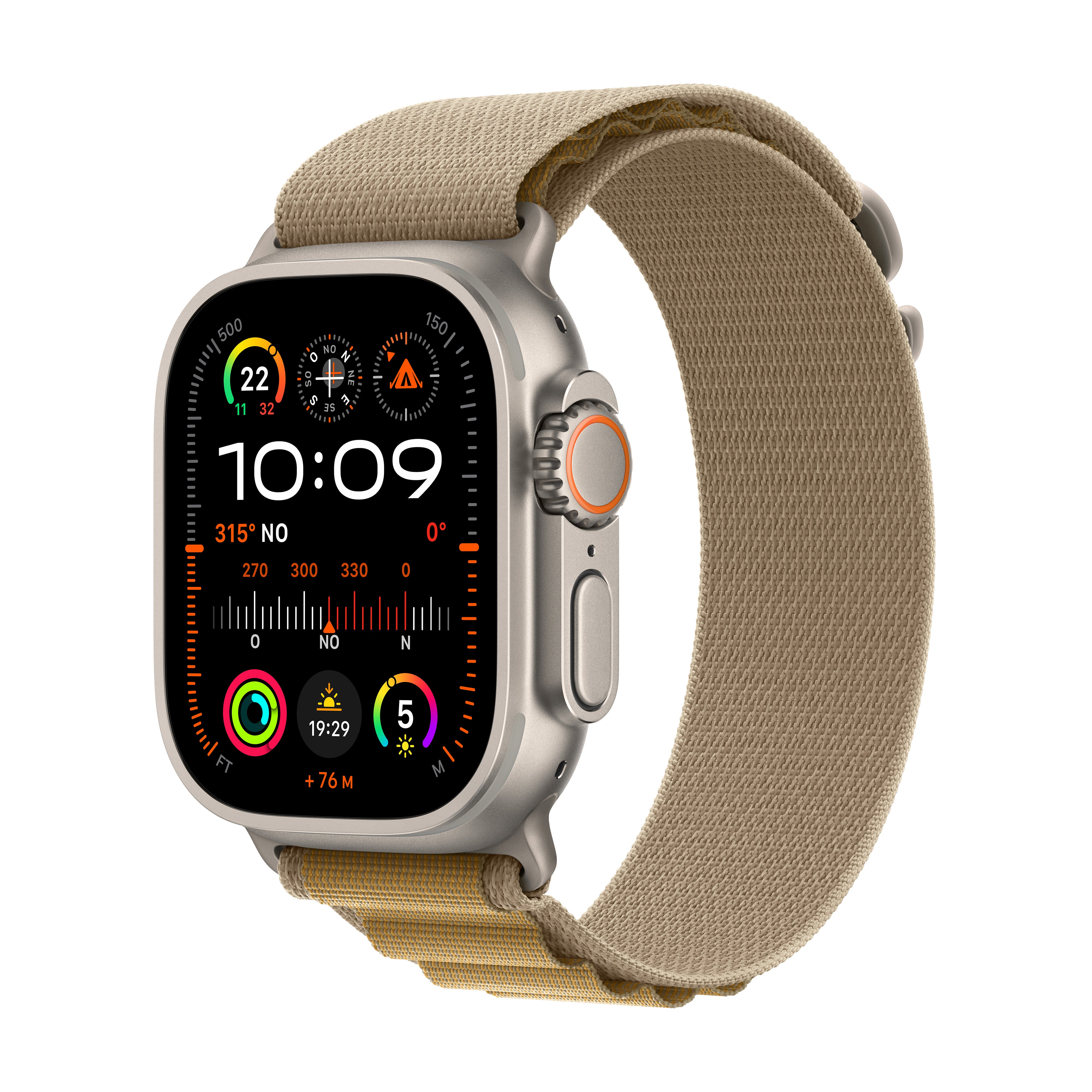 Apple Watch Ultra 2 (2024) – Smartwatch – 49 mm, LTE, OLED, Saphirglas, 100 m, Natürliches Titan, Alpine Loop M