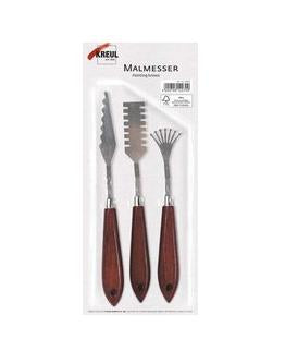 KREUL Modelliermesser – Metall, Holz, Silber, Holz, 3er-Set, FSC-zertifiziert