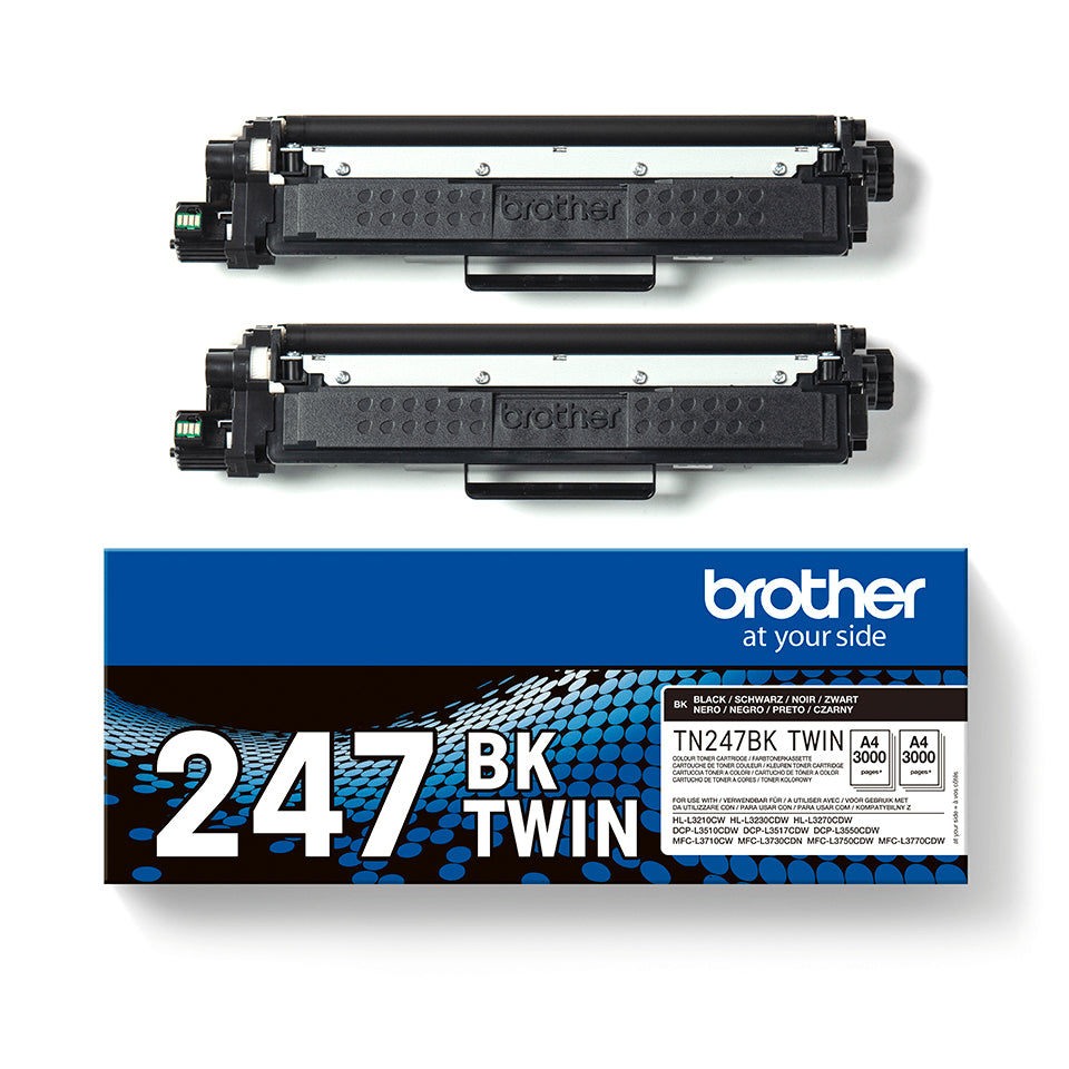 Brother Toner-Multipack TN-247BK – schwarz, 3000 Seiten – für HL-L3230CDW/HL-L3270CDW/DCP-L3550CDW u. a.