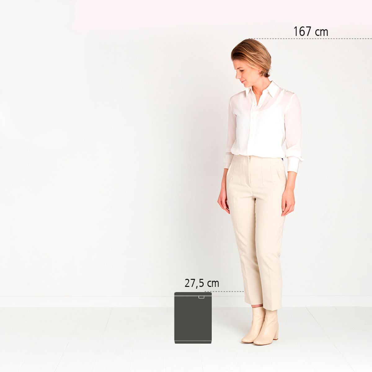 Brabantia Kosmetikeimer Bo – 4 l – Stahl, rechteckig – silber matt – Soft-Close, Anti-Fingerprint