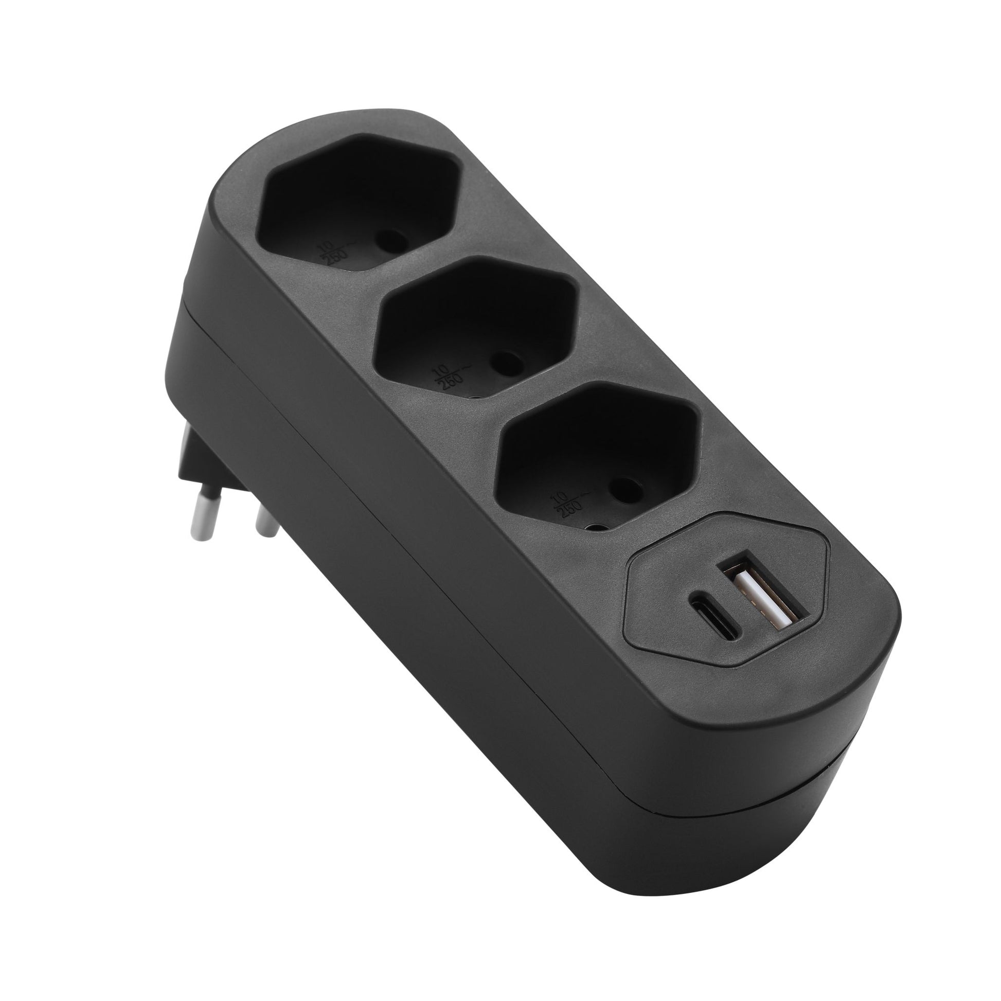 M. Schönenberger Schönenberger MOVE Abzweigstecker 2300 W – T13×3, USB-C×1, USB-A×1 (PD 30 W) – schwarz