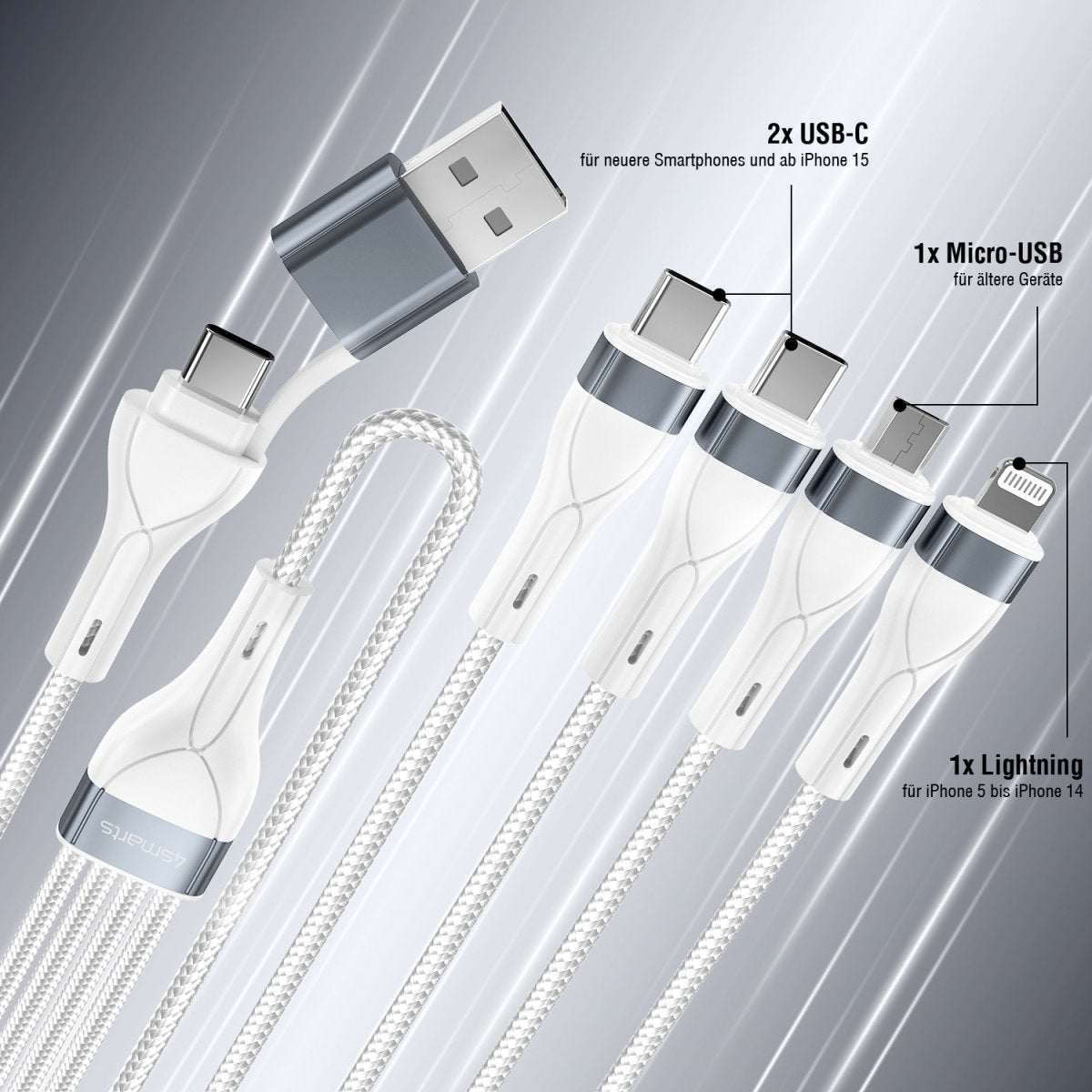 4smarts USB-Kabel, USB-A zu USB-C, 0,25 m, Ladekabel