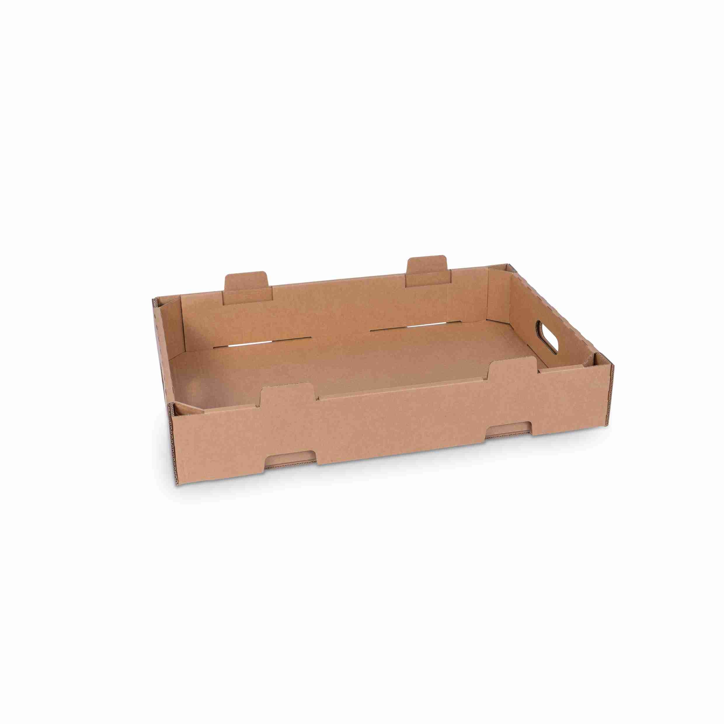 Model Versandverpackung – 573 × 373 × 95 mm, braun, Wellkarton, nassfest, mit Grifflöchern – 1 Stk., ab 100 Stk.