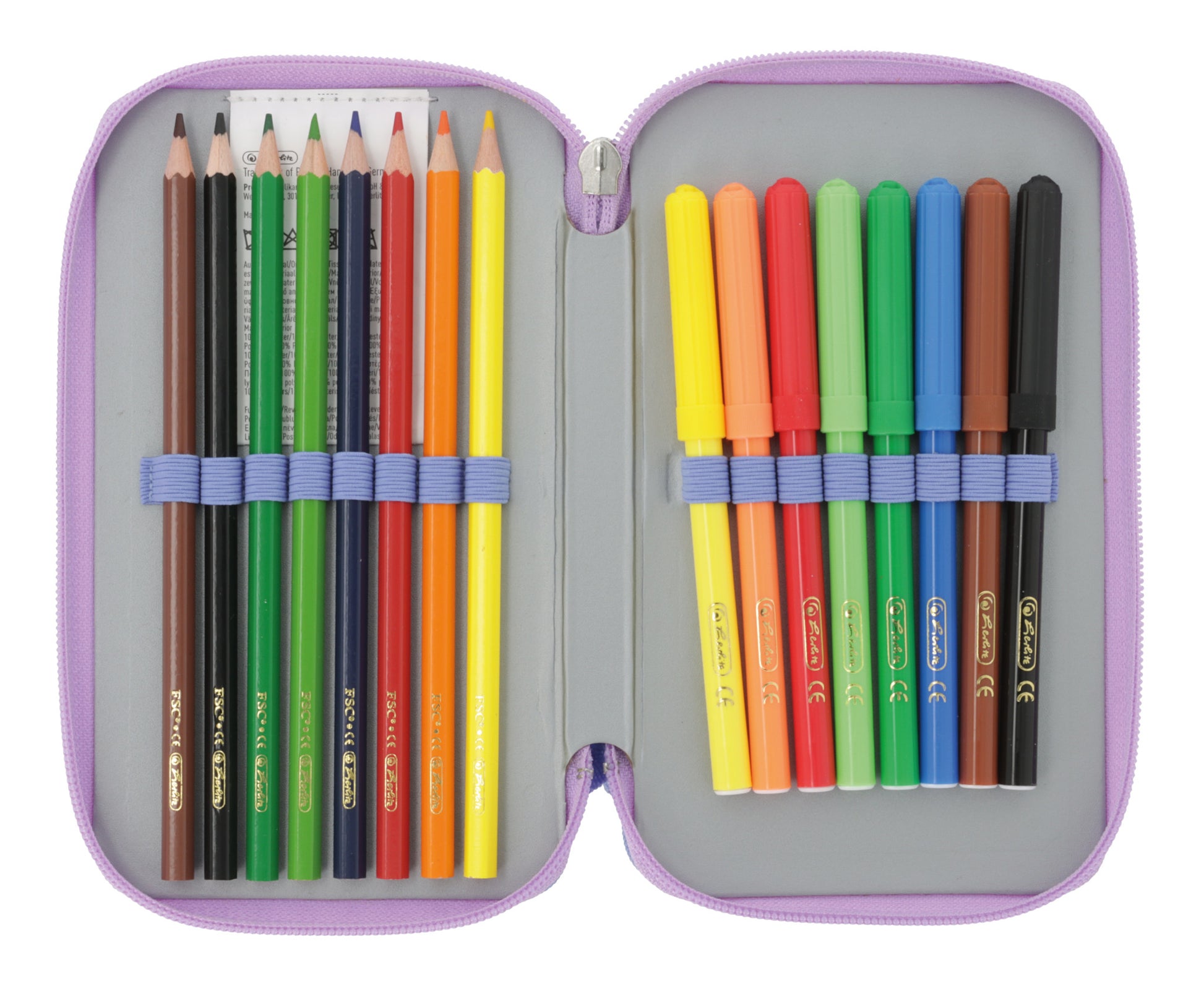 Herlitz Mystic Mermaid – Schüleretui, 2 Klappen, gefüllt (23-teilig), Blau/Pink, 19,3 × 5 × 11,5 cm