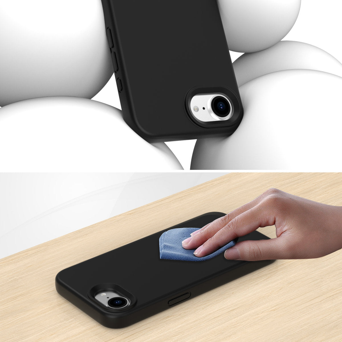 4smarts Cupertino Backcover – für Apple iPhone 16e, MagSafe, Silikon, Schwarz